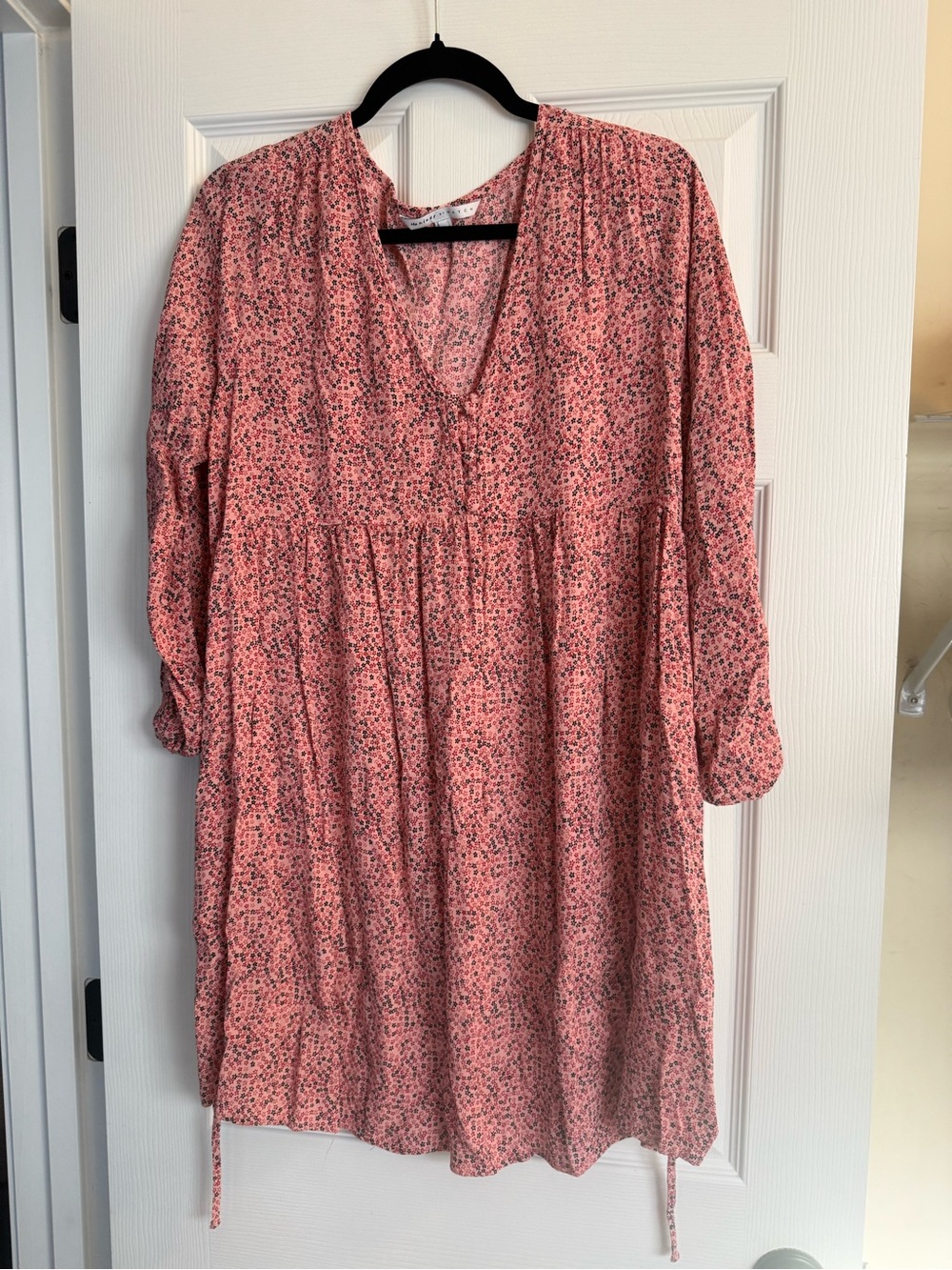 Pink Floral V-Neck Babydoll Maternity Top/Dress